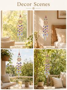 1pc Dreamy Moon Star Sun Crystal Light Catcher Wind Chime, Rainbow Prism Light Decoration, Suitable For Bedroom, Balcony, Garden, Romantic Healing Atmosphere, Gift For Girlfriend, Best Seller - A - View 8