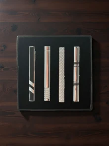 1 Set Men Classic Business Tie Clip, Creative Silver Color Fashion Tie Clip In Black Gift Box, Great Gift For Boyfriend - Tie Clip - View 7