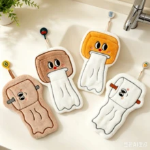 1pc Kidcore Quirky Cartoon Toilet Paper Roll Shaped Hanging Hand Towel, Quick-Absorbing Fluffy Microfiber Hand Cloth, Cute Aesthetic Dorm Apartment Bathroom Kitchen Decor, Gen Z Home Essential Housewarming Gift - Home Essentials - View 5
