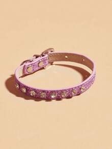 1pc Pink Rhinestone Pet Collar Suitable For Cats And Dogs For Daily Wear - Pink - View 7