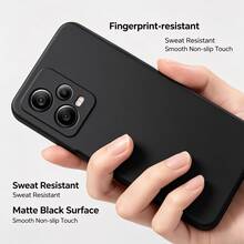 Compatible With Xiaomi And Series Black Matte Phone Case, Anti-Fingerprint Anti-Sweat Soft Shell With Raised Lens And Screen Protection, Full Coverage Anti-Drop, Precise Cutouts, Anti-Slip Wear-Resistant Minimalist Solid Color Protective Cover, Compatible With Xiaomi 12/12X/12 Pro/12 Lite/12T/12T Pro/Note 12S/Poco X5/Note 12 Pro 5G/Note 12 Pro+/ - Black - View 5