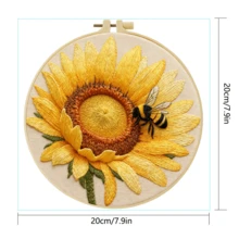 1套初學者刺繡套裝，尺寸20x20cm/7.9x7.9in，花卉圖案，包含刺繡布料、說明書、刺繡框、針與線，適合作為送給朋友或家人的禮物，也可用於居家裝飾或辦公室 - CXP1032-20X20 - 查看 8