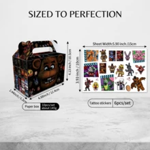 Five Nights at Freddy's 16個 0.65L 卡通遊戲紙製禮品盒，大容量附手柄派對伴手禮盒，適用於畢業、生日、婚禮、聖誕節、房間裝飾與居家裝飾 - FNAF 紙匣 刺青貼 - 查看 7