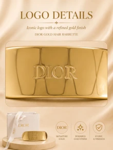 Dior مشبك شعر ديور ذهبي، 8*2.5 سم، معدن مصقول لتثبيت آمن، مثالي للارتداء اليومي والتنقل والمواعيد، إكسسوار بسيط وأنيق - الذهبي - مشاهدة 8