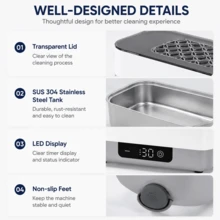 USB Ultra Jewelry Cleaner, High Frequency Vibration Machine For Glasses Rings Watches, Portable Denture Retainer Cleaner, Multi-Purpose Home  Washer - A - View 3