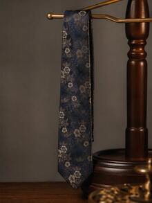 1pc Men's 7cm Floral High Density Knot-Free Adjustable Necktie - Multicolor - View 1