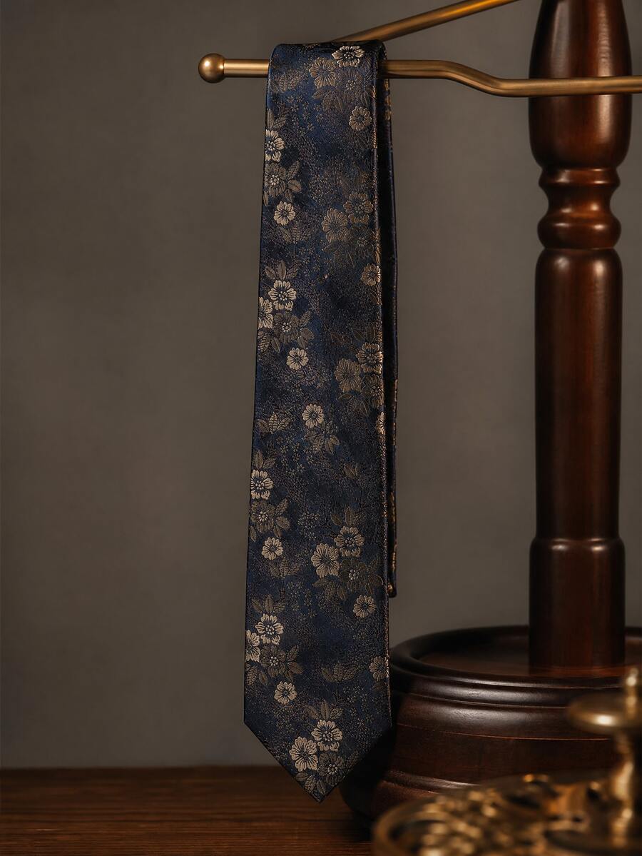 1pc Men's 7cm Floral High Density Knot-Free Adjustable Necktie - Multicolor - View 1