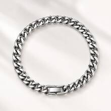 1 buah Perhiasan Fashion Pria, Gelang Rantai Pria, Hadiah Ideal untuk Pemakaian Sehari-hari dan Liburan - warna baja - View 6