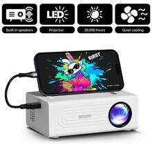 Smart Mini Portable Projector, Native 600P, Wired Home Theater Projector, 180° Adjustable Angle, Compatible With USB, Smartphone, TV Box, Laptop - High-Resolution Video Projector For Movies And Presentations - White - View 1