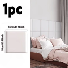 1pc 13.77x13.77in Self-Adhesive Soft Padded Headboard Wall Panel, Wall Soft Padding, Wall-Mounted Headboard Sound-Absorbing Wall Panel - A - View 17
