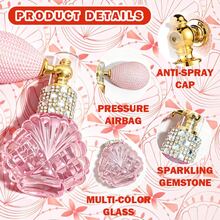 1pc Sparkling Diamond Transparent Pink & Red Shell Glass Bottle, Refillable, Suitable For Fairy Pink Perfume Dispensing Or Outdoor Work, Travel, Fitness Carry, Portable Makeup Tool - Multicolor - View 2