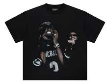 Hip Hop Double Portrait Retro Pattern T-Shirt,The W-Eeknd Concert Outfits - 黑色 - 查看 13
