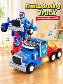 Transforming Truck Robot Toy Model With Lights And Music, A Cool And Intelligent Toy Suitable As Birthday Gift For 3, 4, 5, 6 Year Old Boys - Transformer Tractor Unit - View 3