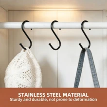 5/10pcs Heavy Duty Stainless Steel S-Shaped Hooks, Rust-Proof Kitchen Hooks, Curved Design, Space-Saving Storage Organizer Hooks, Suitable For Pots, Pans, Bags, Cups, Utensils, Easy To Install - Multicolor - View 5