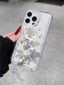 1 Set Casing Ponsel Motif Bunga Modis, Tali Pita, Casing Ponsel TPU Lembut Tahan Guncangan dan Anti Jatuh, Kompatibel dengan iPhone 17/17Air/17Pro/17ProMax/16/16Plus/16Pro/16ProMax/15/14Plus/13/12/11, Casing Pelindung Tebal Anti Gores dengan Tekstur Kulit - MultiWarna - View 4