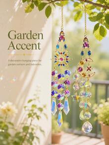 1pc Dreamy Moon Star Sun Crystal Light Catcher Wind Chime, Rainbow Prism Light Decoration, Suitable For Bedroom, Balcony, Garden, Romantic Healing Atmosphere, Gift For Girlfriend, Best Seller - A - View 10
