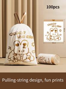 Bolsa de basura con cordón y estampado de conejo lindo - Gran capacidad, gruesa, a prueba de fugas, resistente al calor, bolsa de basura de gran tamaño con cierre automático para uso doméstico - bolsa de basura - Ver 7