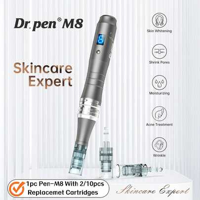 قلم الإبر الدقيقة Dr.Pen M8، مناسب للوجه والجسم، قلم تجميل لاسلكي بالإبر الدقيقة مع شاشة رقمية/إبرة/صندوق تخزين، للجنسين، قلم بكرة الإبر الدقيقة، شحن USB، مجموعة أدوات العناية بالبشرة، ضروري للمنزل، إنشاء بشرة رطبة ومشرقة، قلم الإبر الدقيقة Dermapen، قلم تجميل كهربائي بالإبر الدقيقة مع شاشة LCD وإبرة، شاحن USB، قلم تجميل كهربائي، 380mAh، علامة مقياس محدثة، يتم إرسال نسختين عشوائياً، يتضمن 2/10 خرطوشة استبدال