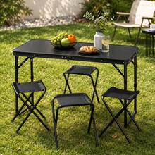 Mesa Plegable Camping Picnic Ajustable 1.20 Portátil 4 sillas - Negro - Ver 1