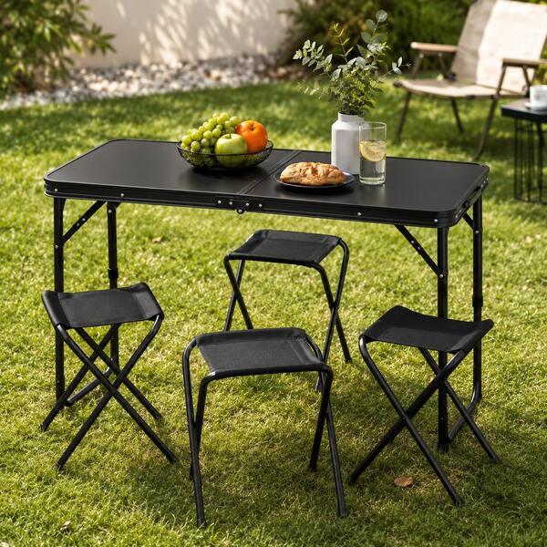 Mesa Plegable Camping Picnic Ajustable 1.20 Portátil 4 sillas