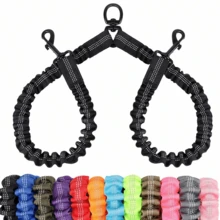 1pc 360° Swivel Anti-Tangle Dual Dog Leash Training Rope, Comfortable Shock-Absorbing Reflective Elastic Rope For Easy Walking 2 Dogs - Multicolor - View 2