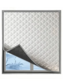 No-Drill Self-Adhesive Sun-Blocking Curtains For Bedroom And Balcony, Heat-Insulating Light-Blocking Window Blinds - Grey-edged Silver Cotton, Whole Piece - View 7