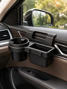 1PC Multifunctional Car Storage Box With Cup Holder, Drink Holder, Side Door Window Phone Slot And Hanging Storage Rack, Durable ABS Material, Easy Installation, Space-Saving Design For Vehicle Organization - Multicolor - View 2
