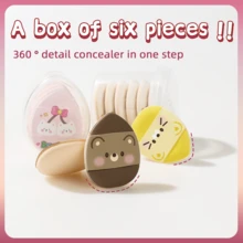 6pcs Mini Thumb Cushion Powder Puff Makeup Sponge, Dry And Wet Use, No Cake, No Foundation Absorption, Small Thumb Cushion Powder Puff - Multicolor - View 2