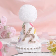 閃亮生日派對帽附亮片數字，可愛錐形帽，適用周歲生日慶祝、嬰兒生日裝飾與拍照亭配件 - 彩色 - 查看 7