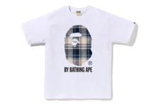 Unisex Large Plaid Ape Head Graphic Casual Streetwear T-Shirt - 白色 - 查看 7