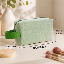 Personalized Embroidered Makeup Bag With Handle, Small Cosmetic Pouch For Girl, Custom Name Travel Toiletry Bag, Portable Storage Organizer Handbag, Compact Beauty Bag For Makeup, Skincare, Bathroom, Daily Carry And Travel Use - Multicolor - View 4