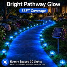 30 Pack Small Solar Ground Lights Blue,Solar Garden Lights Outdoor,IP65 Waterproof 8 Modes Auto On/Off ,Solar Lights Outdoor Decorative Landscape LED For Garden Patio Lawn Yard Backyard - 藍色燈光 - 查看 2