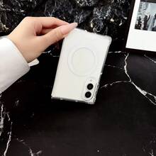 Magnetic Clear Crystal Phone Case Compatible With Samsung Galaxy Z Fold8 Ultra/Fold 8 Wide/Fold7/Z Fold6/Z Fold5/Z Fold4, Anti-Yellow Shockproof Drop Resistant Slim Transparent Protective Cover Minimalist Fashion Foldable Phone Shell - Clear - View 6