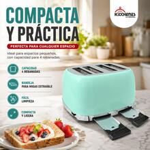 Tostador Eléctrico Retro Kitchenes, Para 4 Rebanadas, 6 Niveles de Tostado, con Bandeja para Migas, Color Verde Menta, Estilo Vintage Para Cocina Moderna - Tipo de Enchufe A Japonés (100V) - Ver 4