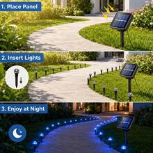 30 Pack Small Solar Ground Lights Blue,Solar Garden Lights Outdoor,IP65 Waterproof 8 Modes Auto On/Off ,Solar Lights Outdoor Decorative Landscape LED For Garden Patio Lawn Yard Backyard - 藍色燈光 - 查看 7