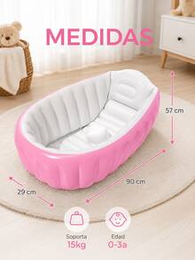 Bañera Inflable Para Bebés Portátil Tina Plegable Con Bomba, Tina de bebé inflable - Rosa - Ver 3