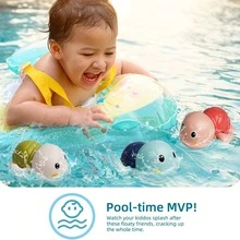Internet Celebrity Bath Turtle Toy, Cute Chain-Linked Baby Turtle Floating Interactive Water Toy For Bathroom And Pool - Multicolor - View 4