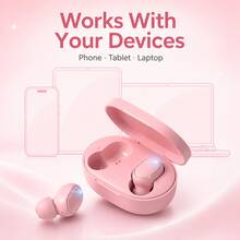 Pink Mini Wireless Earbuds With Charging Case, Suitable For Women And Girls, 150mAh Battery - View 5