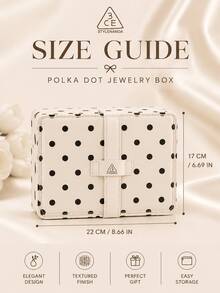 3CE Sanxi Jade Polka Dot Jewelry Box, 22*17cm, Synthetic Leather Surface, Interior Protection For Storing Jewelry, Suitable For Home Storage And Travel Organization - Multicolor - View 11