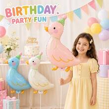 4/8 Sets Colorful Goose Balloons With Sticks, Cute Animal Party Balloons For Kids, Birthday Party Decorations, Family Gatherings, Holiday Celebrations, Animal Theme Parties, Party Supplies And Outdoor Toy Balloons - View 1