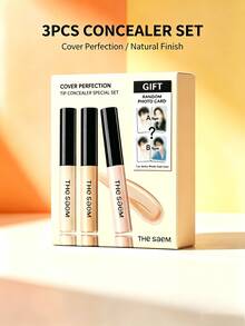THE SAEM 3-Piece Concealer Set, Light Beige #01 + #1.5 + Illuminating Liquid, Includes Random Photo Card - Concealer 3-piece Set - View 6