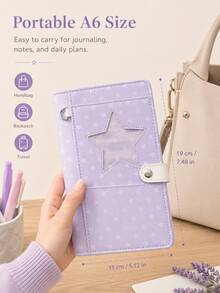 A6 Loose-Leaf Planner, Star And Polka Dot Loose-Leaf Diary, Replaceable Inner Pages, Daily Schedule Memo For Work, Study And Office, Back To School Essentials, Cover And Inner Pages Only - Multicolor - View 3