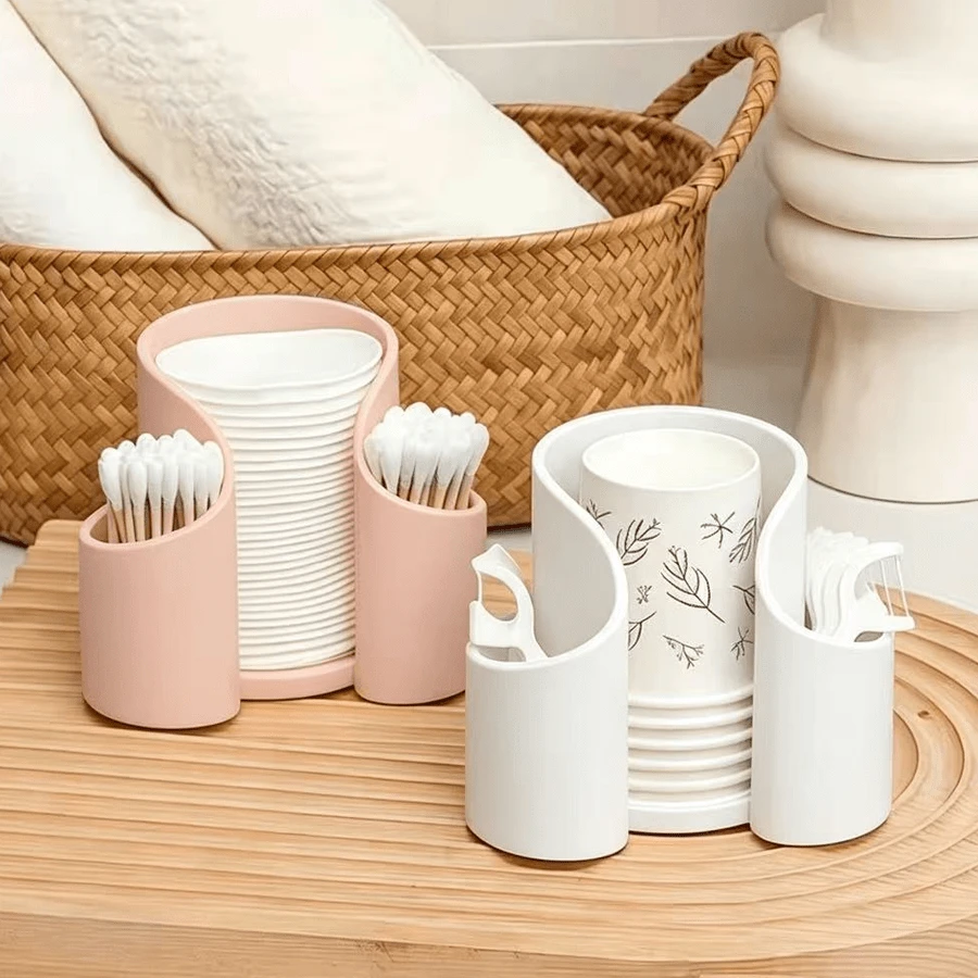 Dressing Table Storage Box, Cotton Swab, Powder Puff, Makeup Remover Pad Floss Stick Storage Box, Suitable For Bathroom And Dressing Table, Space Saving Countertop Storage Box, Home Storage Supplies, (Excluding Cotton Swabs And Pads)