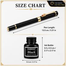 Pulpen Fountain dengan Desain Motif Naga, Termasuk Tinta Hitam 30ml, Pulpen Isi Ulang dengan Tulisan Halus, Pilihan Warna Emas/Perak/Hitam, Set Pulpen Hadiah Kaligrafi Elegan untuk Kantor dan Buku Harian - Pulpen ujung tunggal + tinta - View 2