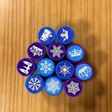 冰雪主題兒童小印章，雪花皇冠城堡圖案，女孩手工DIY裝飾，自動出墨蓋章玩具 - 彩色 - 查看 9