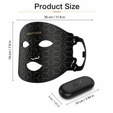 SUNPINT 7-Color LED Silicone Beauty Face Mask, 95 High-Brightness Red Light Beads, 630nm 650nm Red Light Wavelength, Helps Maintain Skin Health, Suitable For Daily Care, Keeps Skin Clean And Moisturized - Black - View 7