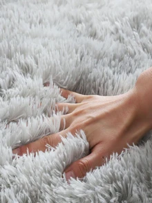 1pc Grey Fluffy Square Rug, Soft Skin-Friendly, Holiday Decor, Home Decor, Suitable For Living Room, Bedroom, Study, Dressing Room, Studio, Decorative Rug, Washable Rug - Grey - View 11