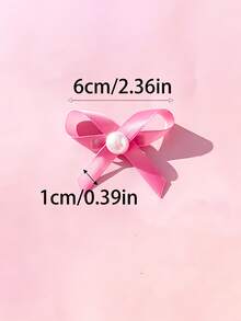 2/6/10/20pcs Cute Pet Pearl Bow Hairpins, Kitty Cat Birthday Accessories Hair Clips Decorations For Dogs - Hot Pink - View 3
