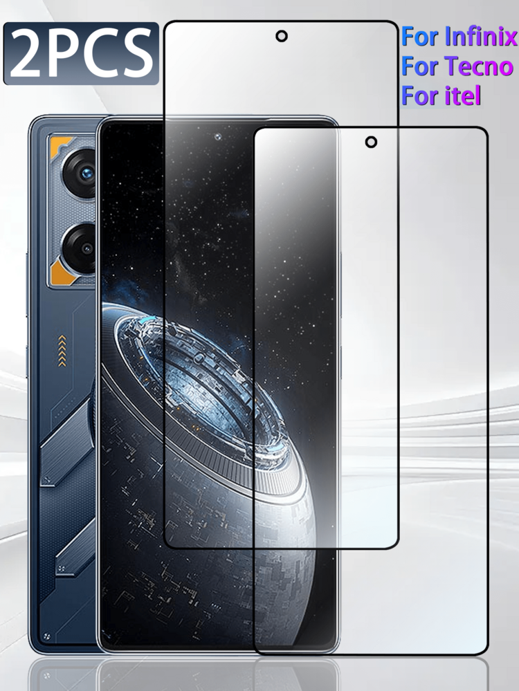 2pcs Screen Protector Film, Compatible With Infinix And Other Models, High Definition Tempered Glass Film, 9H Hardness, Compatible With Phone Cases, Easy To Install, Scratch Resistant, Bubble-Free, Full Coverage. - Clear - View 157
