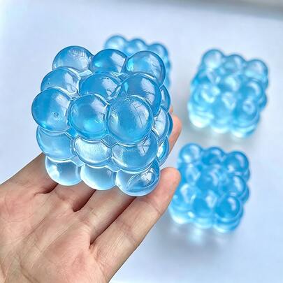 1pc Wholesale Woven Stress Relief Toy, TPR Gel Squeeze Ball, Solid Color High Transparency Jelly Blue Woven Ring, Portable Deformable ASMR Stress Ball, Halloween Christmas Stocking Small Gift, Holiday Office Desk Toy